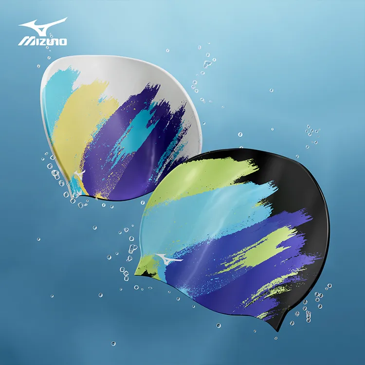 Mizuno/美津浓泳帽不勒头长发时尚训练防滑弹力硅胶男女款游泳帽