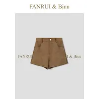 FANRUI/泛芮「浓情巧意」磨毛颗粒绒显瘦时髦高级感百搭短裤B18415