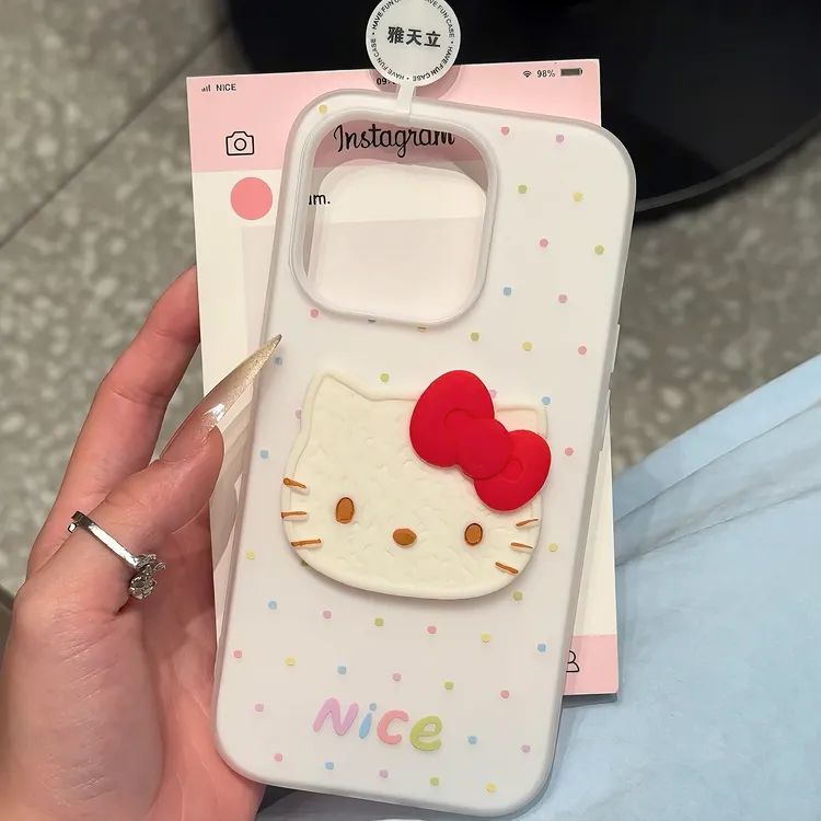 雅天立可爱立体Kitty猫适用苹果16肤感手机壳13华为vivoppo小米15