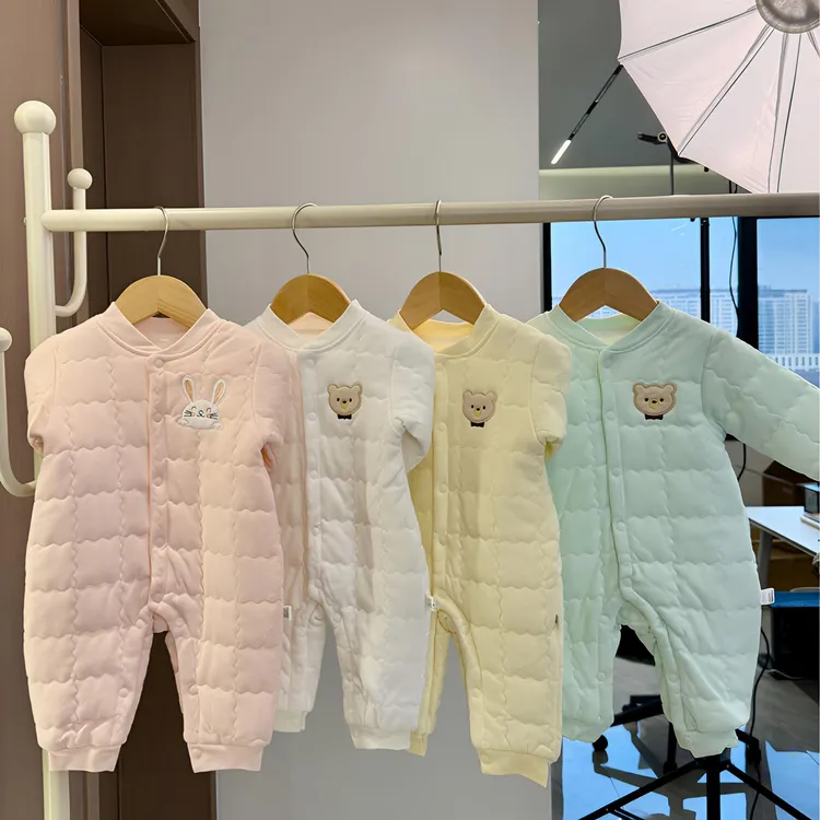 夹棉婴儿连体衣春秋冬款宝宝棉衣哈衣棉服冬装