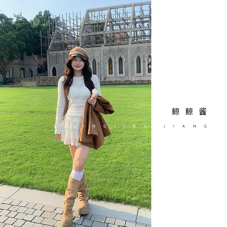 ZOZ鲸鲸酱【蛋糕裙】气质褶皱短款休闲时尚百搭薄纯色设计显瘦半裙