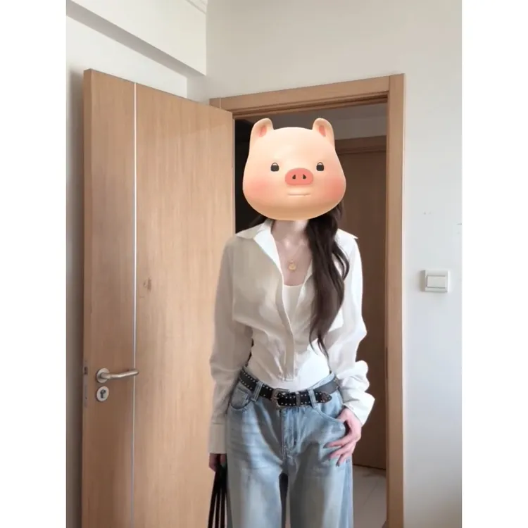 韩系假两件连体衬衣女2025早秋新款收腰显瘦百搭小众纯欲上衣女