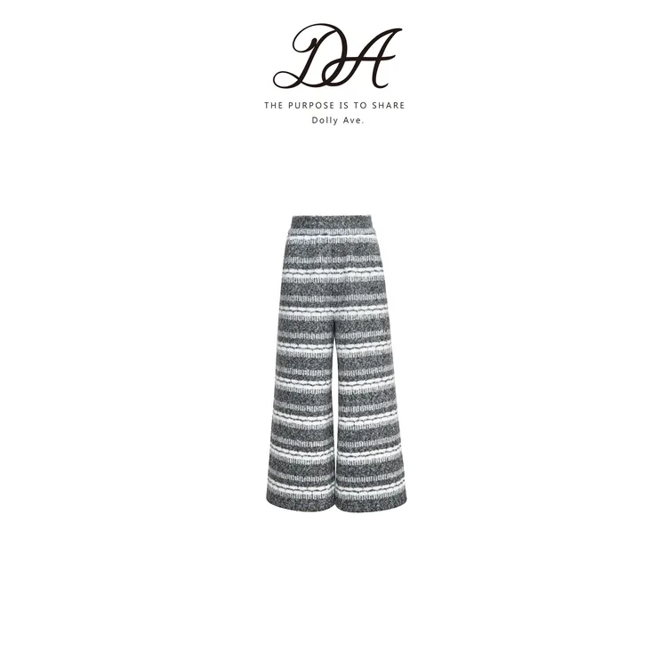 【现货】Dolly Ave「黑标系列」条纹高克重一体绒女童百搭秋冬直筒裤