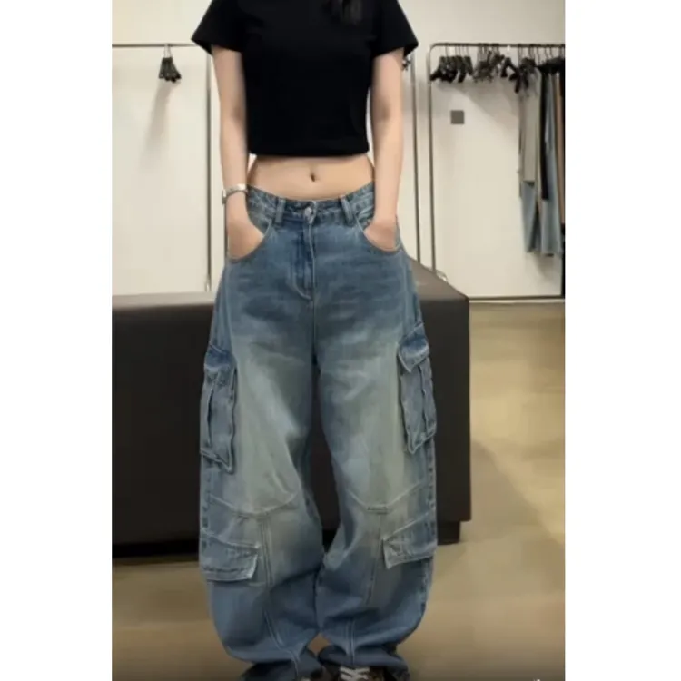 2025夏季新款高腰显瘦大码弯刀牛仔裤