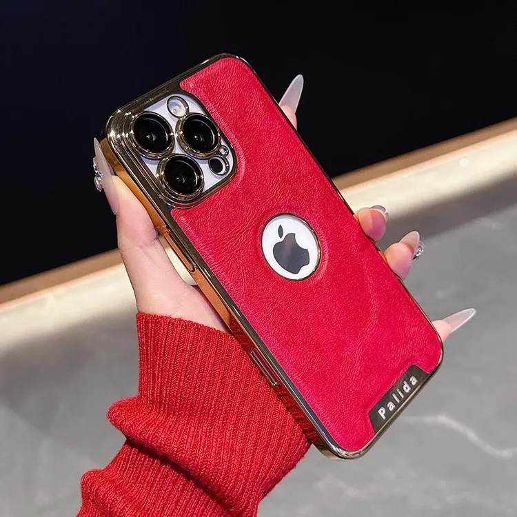 适用苹果16ProMax漏标皮纹手机壳iPhone15Pro全包自带镜头膜防摔