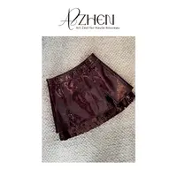 AZZHEN【酒心甜巧】漆皮拼接高闪珠片半裙AZ5BSQ22
