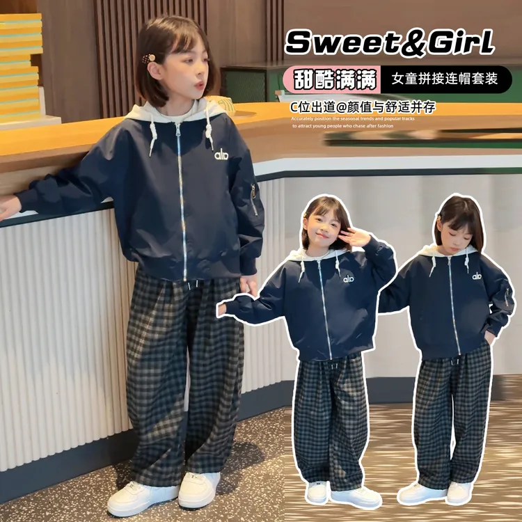 女童2025秋季拉链洋气韩版连帽休闲中大童普通夹克上衣春秋款外套