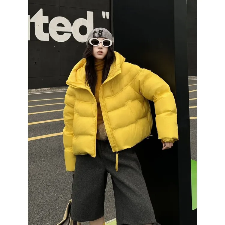 羽绒服女短款连帽2025新款白鸭绒休闲小个子泡芙时尚洋气保暖外套