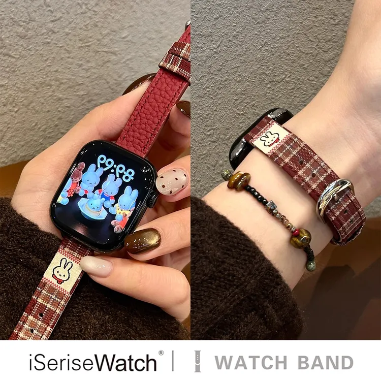 iserisewatch适用于applewatch11代苹果手表s10米菲兔皮质表带