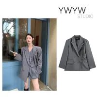 【YWYW25F/W】秋季纯色百搭翻领气质宽松西装外套5606