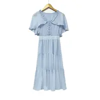 夏季新品！女士V领短袖时尚减龄连衣裙F705