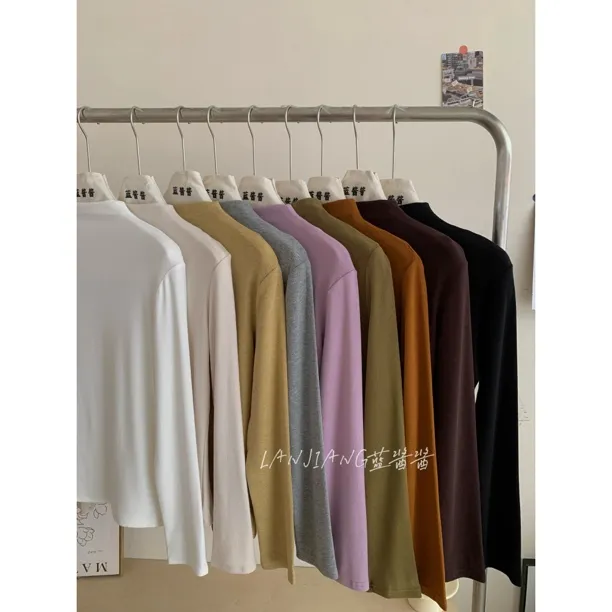 LANJIANG 人手一件！云柔纯色半高领单里打底衫 秋款百搭保暖上衣