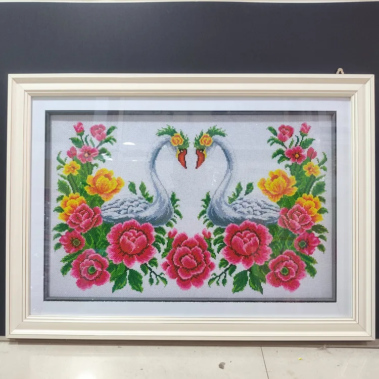 十字绣成品富贵祯祥绿孔雀客厅装饰挂画