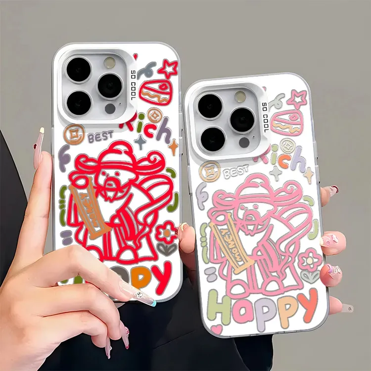 线条财神爷款彩银适用苹果16promax华为OPPOVIVO小米15手机壳