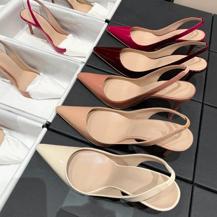 周子然同款小方头浅口后空单鞋包头凉鞋高跟鞋女细跟