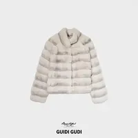 GUIDI GUDI【小兔朱迪】柔软兔绒皮草外套/黄加蓝 