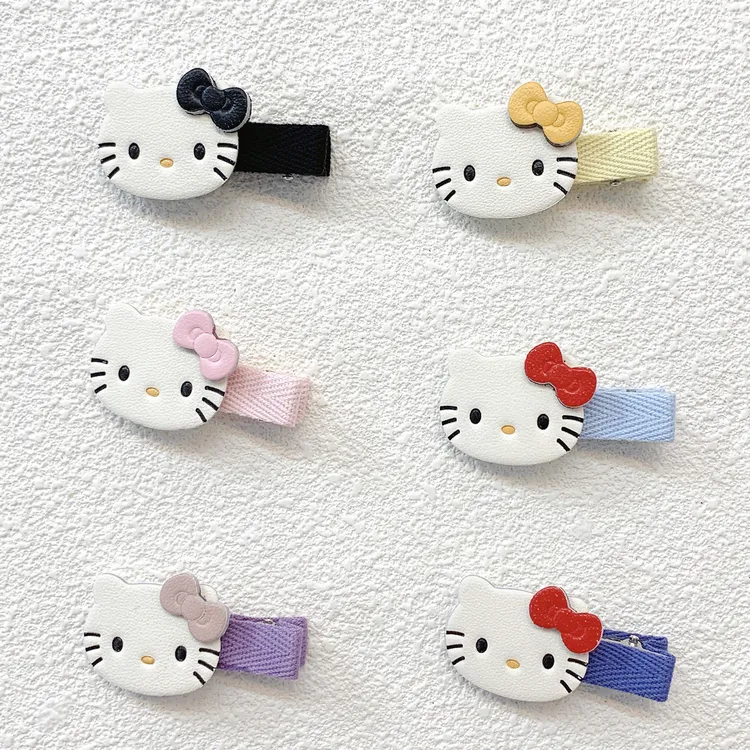 可爱kitty猫真皮发夹鸭嘴夹卡通甜美刘海边佳发饰