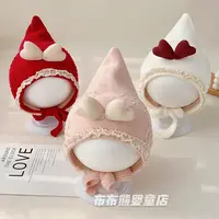 婴儿帽子秋冬季保暖护耳毛线帽女宝宝可爱针织帽婴幼儿冬天精灵帽