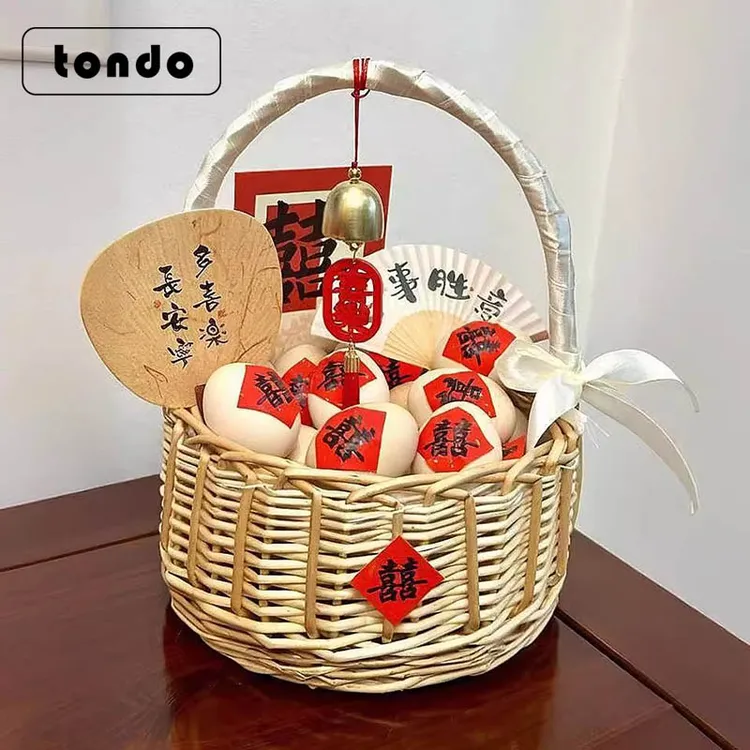 网红月子鸡蛋花篮手工diy材料包送产妇水果花篮礼品草编篮子