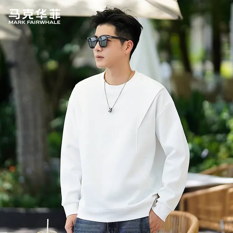 马克华菲潮牌设计感男士圆领卫衣秋冬季新款慵懒风男款套头打底衫