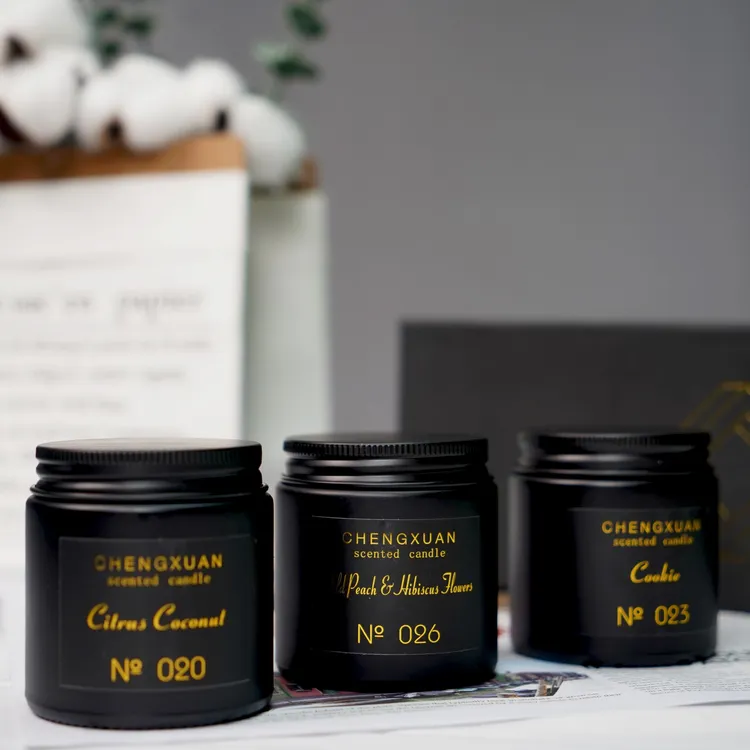 黑色香薰蜡烛3只装空气清晰礼品套盒新疆包邮