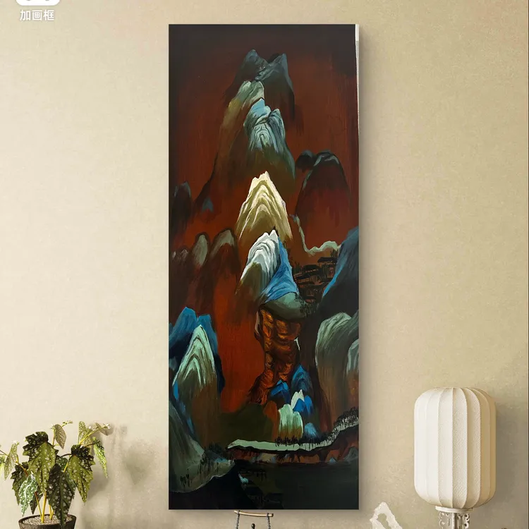 千里江山图50✖️130手绘油画作品带实木外框