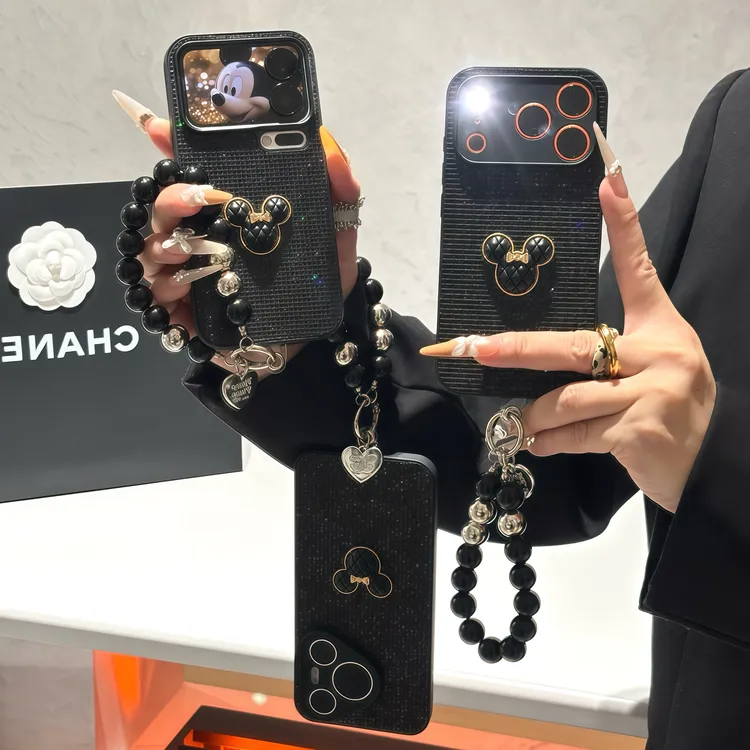 细闪米奇挂绳适用苹果17/16promax手机壳iPhone小米15vivoppo华为