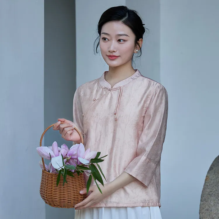 二喜原创2025春夏高级感茶服新中式禅意改良轻国风气质中式上衣