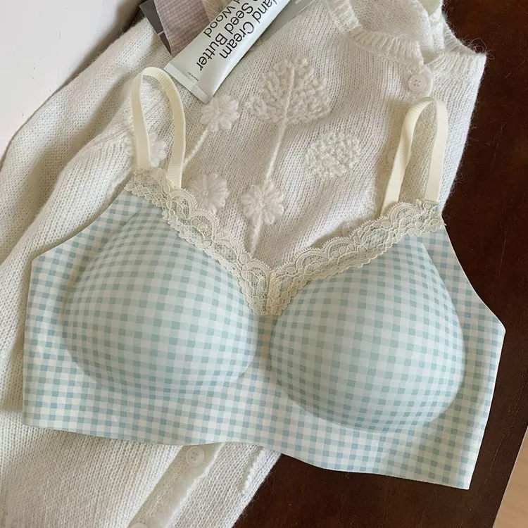 日系甜美可爱碎花蕾丝纯欲内衣女小胸聚拢内衣女大学生文胸罩少女