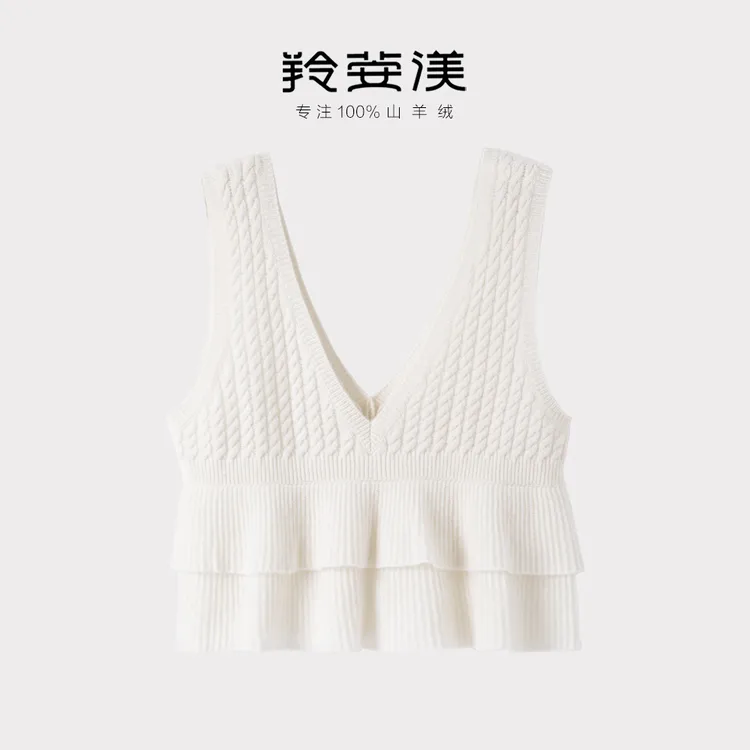 羚荌渼秋冬新款羊绒吊带女纯羊绒衫毛衣秋冬背心