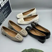 气质浅口方头单鞋低跟皮鞋豆豆鞋平底女鞋931783
