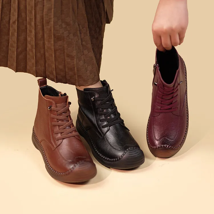 2025新款短靴女雪地靴软底平底棉靴中年妈妈加绒保暖时尚靴子602