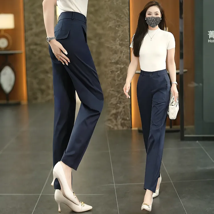 【专柜高货】早秋百搭哈伦裤女款2025春秋新款高腰显瘦直筒烟管裤子