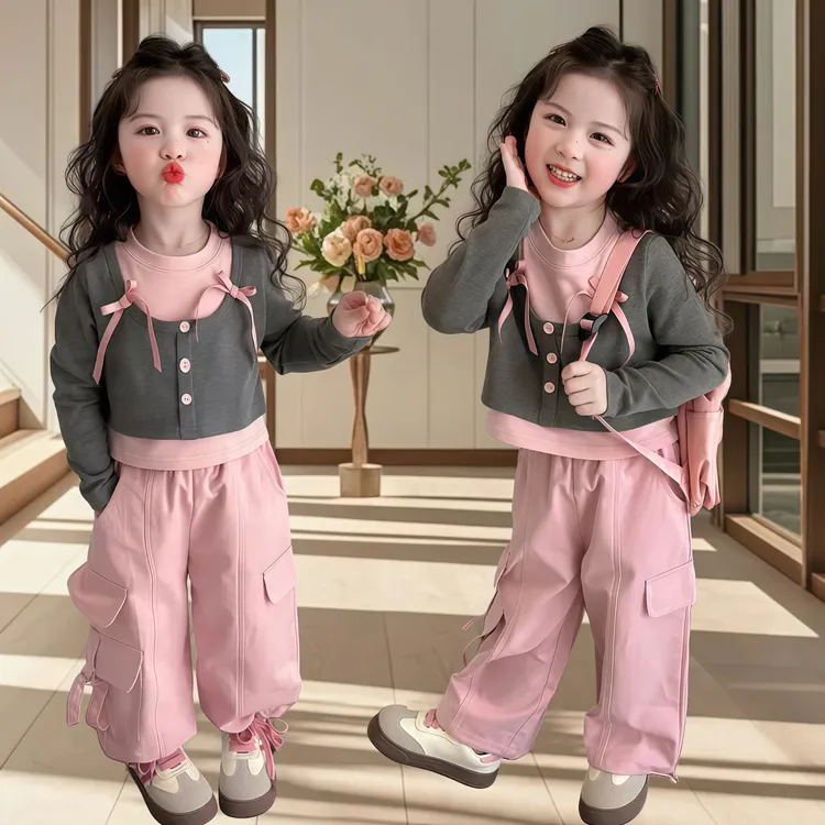 女童春款套装时髦宝宝春秋款韩版休闲两件套洋气儿童春装潮牌衣服