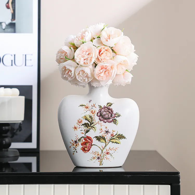 简约创意陶瓷花瓶客厅摆件插花束客厅茶几摆玄关家居电视柜装饰品