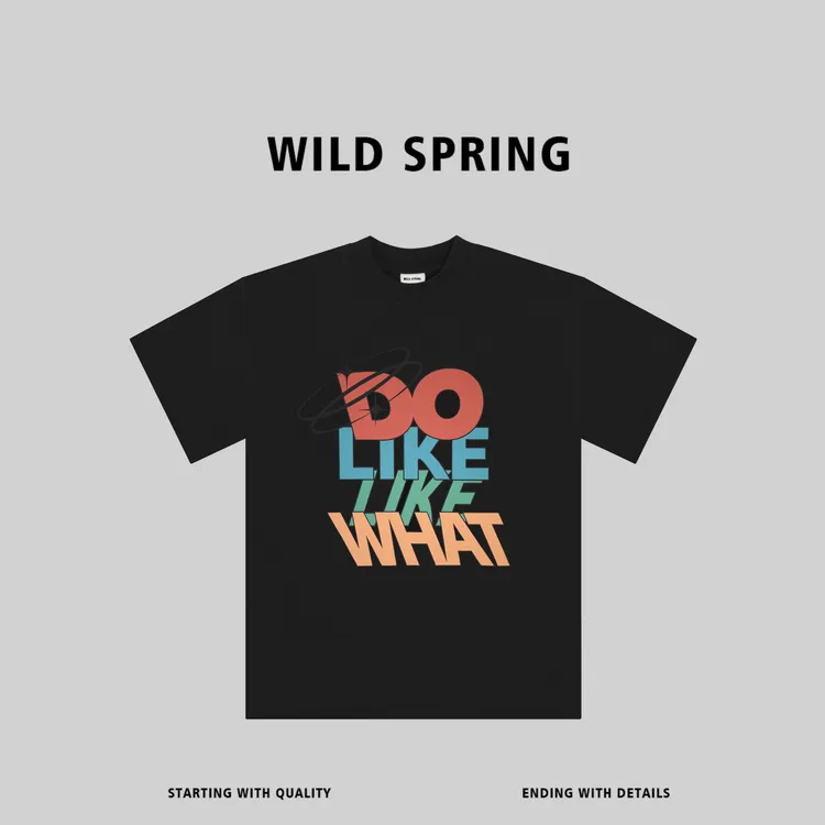 WILD SPRING品牌 休闲宽松美式简约创意印花圆领百搭T恤 62001#