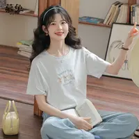 慕兔韩系灰色短袖t恤女2025夏季新款别致设计感小众兔子刺绣上衣