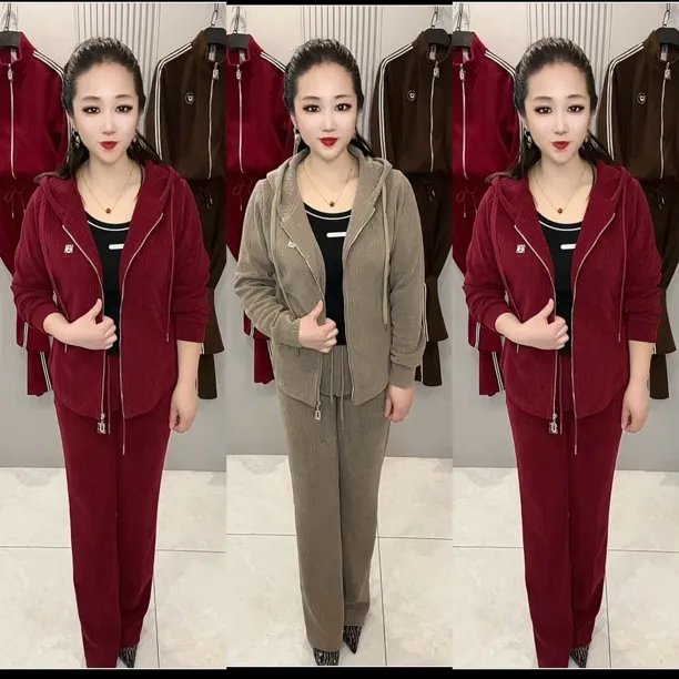 时尚休闲运动套装女春季新款连帽开衫显瘦直筒裤两件套