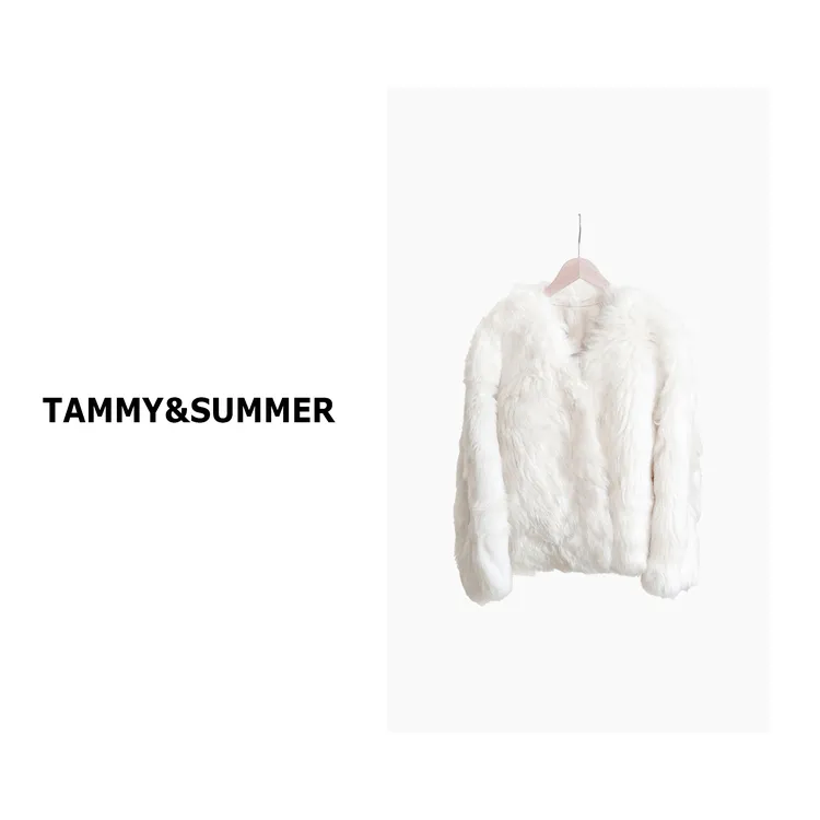 【Tammy&Summer】皮毛一体外套廓形时尚V领直毛托卡毛毛外套74096