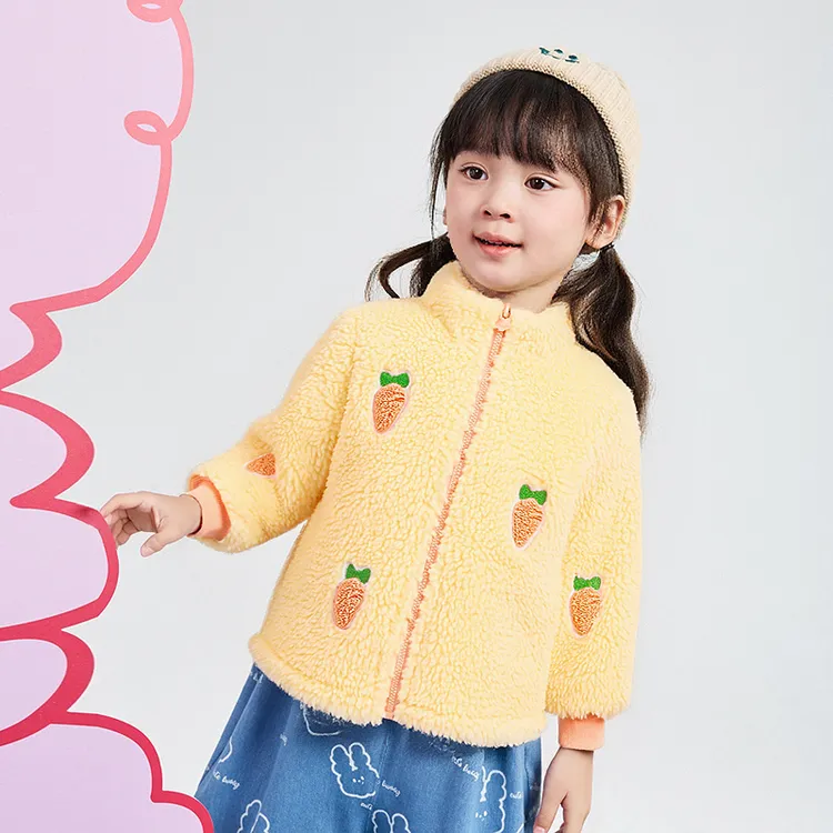 笛莎女童外套秋冬季新款童装宝宝休闲洋气毛绒保暖上衣-132547202