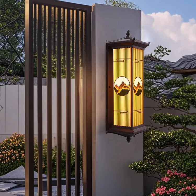 太阳能壁灯户外防水庭院灯新中式风大门别墅花园阳台外墙壁灯