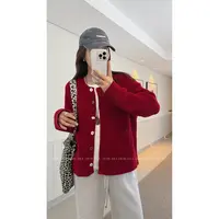 大婉酱微胖定制【萤火织梦】秋季减龄圆领宽松针织开衫毛衣女 2655D