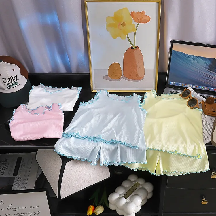 [莫代尔】女童木耳边薄款居家排湿吸汗洋气家居服套装公主森系吸汗
