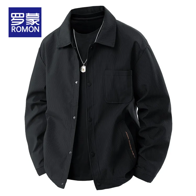 罗蒙秋季男士翻领夹克外套男款爆款2025新款春秋款潮流休闲上衣男