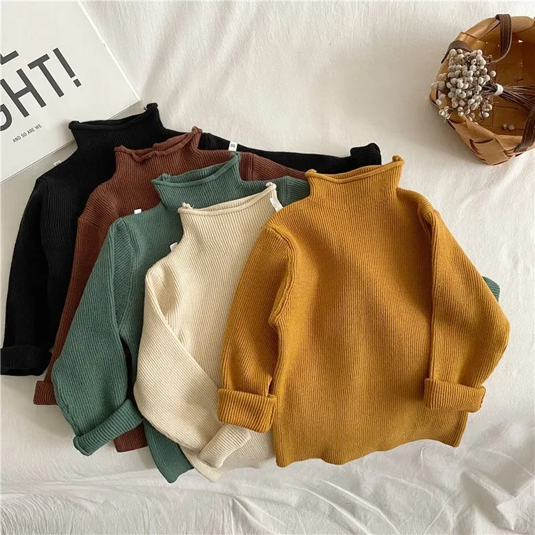 儿童高领针织衫男童女童半高领薄款毛衣宝宝包芯纱柔软弹力打底衫