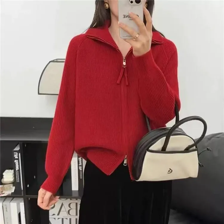 5024气质百搭毛衣针织开衫女新款外搭洋气小个子上衣针织纯色