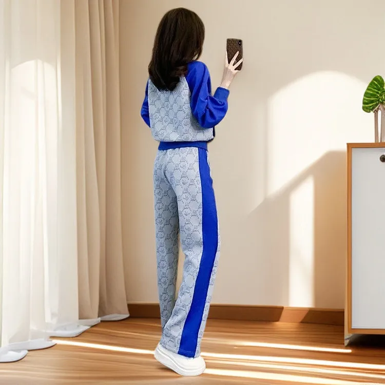 时髦炸街运动休闲套装女秋冬 高级感卫衣直筒裤两件套 百搭显瘦