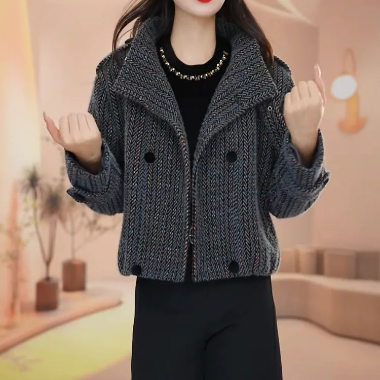 时尚短款女外套2025秋冬加厚新款气质时尚爆款显瘦休闲宽松女外套