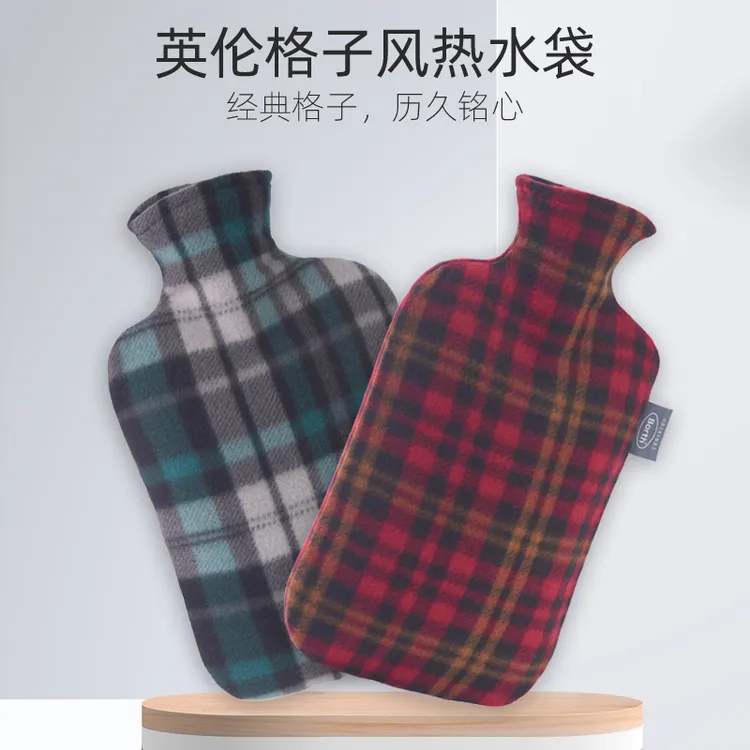 新款PVC内胆浪漫花色格子注水热水袋暖手宝加大安全防爆保暖袋