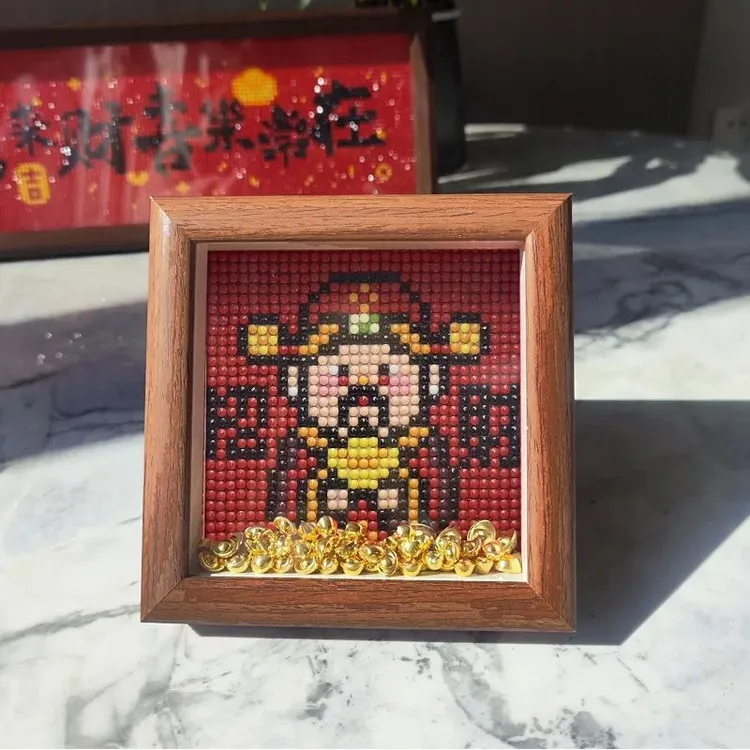 2025钻石贴画手工diy钻石画摆台书桌客厅招财元宝带框送礼物yw